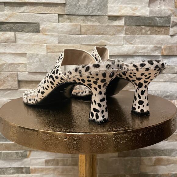 VanEli Size 9 Pony Hair Heels | Spotted Animal Print, Kitten Heel, Y2K Mules - Picture 2 of 11